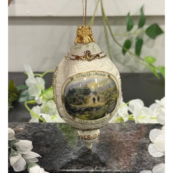 Irish Blessing Porcelain Ornament With Gold Accents & Scenic Design - Picture 1 of 10